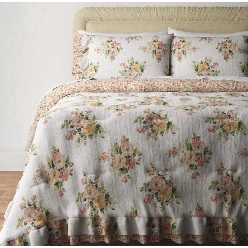 Twin/Twin XL Printed Floral Double Ruffle Comforter Set-Threshold Studio McGee
